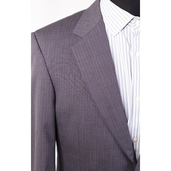 Jos. A. Bank Men 2 Button Grey Blazer 39R Wool Regular Fit Coat Jacket Striped - Picture 6 of 12